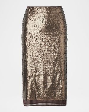Rag & Bone Lucy Sequined Midi Skirt - Brown