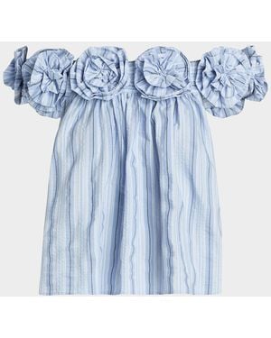 Cinq À Sept Kelsey Striped Off-The-Shoulder Top - Blue