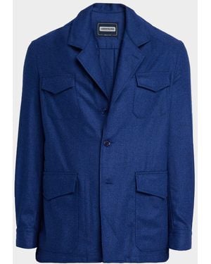 Stefano Ricci Apos;S Wool And Silk Flap-Pocket Chore Jacket - Blue
