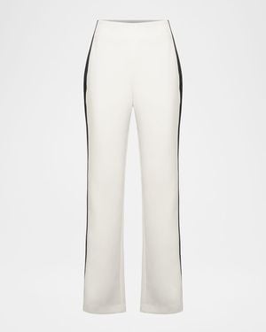 BCBGMAXAZRIA Slim Crepe Tux Pants - White
