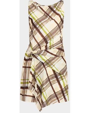 A.L.C. Dea Plaid Draped Mini Dress - Natural