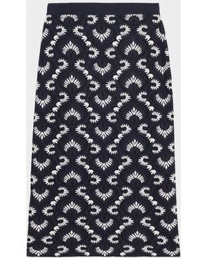 Weekend by Maxmara Jacquard Knit Midi Pencil Skirt - Blue