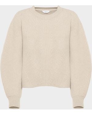 Malo Dafne Cashmere Rib Crewneck Sweater - Natural