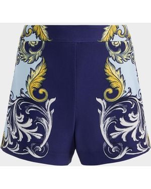 Alice + Olivia Hera High-Rise Shorts - Blue