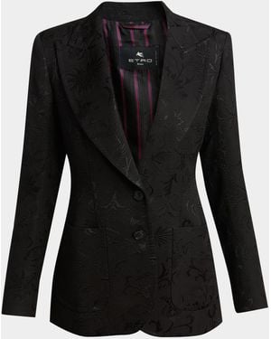 Etro Floral Single-Breasted Jacquard Jacket - Black