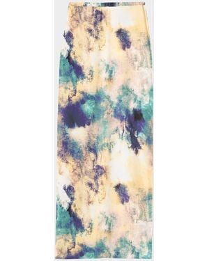 MISA Los Angles Alaya Abstract Jersey Maxi Skirt - Blue