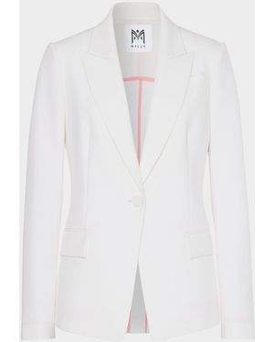 MILLY Avery Single-Button Cady Blazer - White
