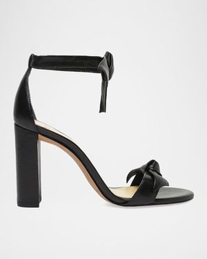 Alexandre Birman Clarita Leather Bow Ankle-Strap Sandals - Black