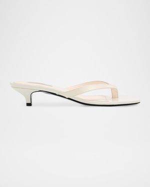 TOTEME 35Mm Naplack Leather Kitten-Heel Thong Sandals - Natural