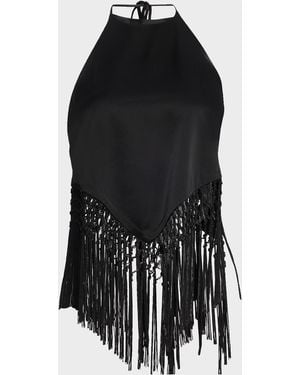 Alice + Olivia Greta Handkerchief Fringe Top - Black