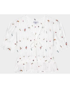 Rails Fontaine Embroidered Cotton Top - Natural