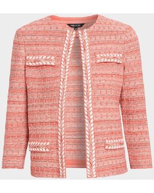 Misook Whipstitch Tweed Jacket - Pink