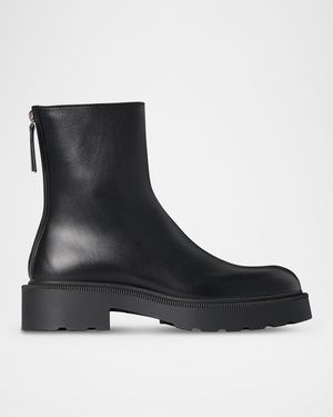 The Row Nobilis Leather Ankle Booties - Black