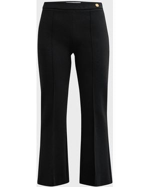 Callas Milano Lola Cropped Pintuck Flare-Leg Pants - Black