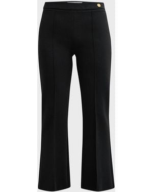 Callas Milano Lola Cropped Pintuck Flare-Leg Pants - Black
