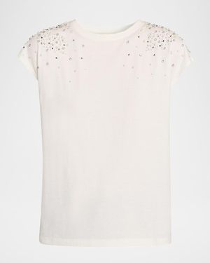 Ramy Brook Amelia Embellished Cap-Sleeve Blouse - White