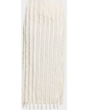 Zankov Merino Wool/Silk Pleated Maxi Skirt - Natural