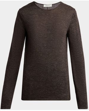 The Row Nile Cashmere, Silk, And Linen Long-Sleeve Top - Brown
