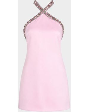 retroféte Sabry Jeweled Halter Mini Dress - Pink