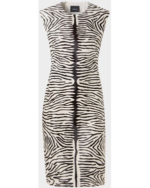 Akris Zebra-Print Leather Sheath Dress - White