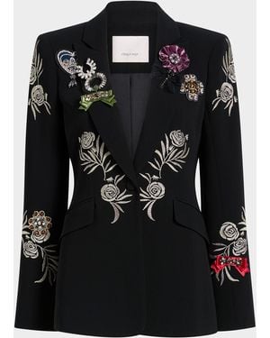 Cinq À Sept Heritage Rose Cheyenne Embroidered Blazer - Black