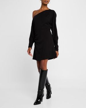 Tanya Taylor Georgie One-Shoulder Crepe Mini Dress - Black