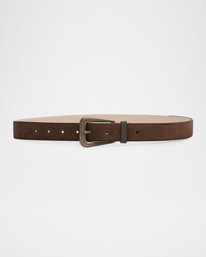 Brunello Cucinelli Monili-Trim Suede Belt - Brown