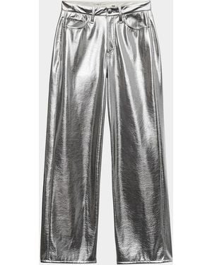 Rag & Bone Logan Metallic Faux-Leather Jeans - Gray