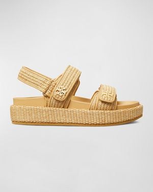 Tory Burch Kira Woven Dual-Band Sport Sandals - Metallic