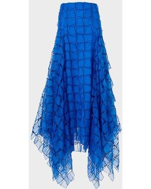 Akris Embroidered Organza Maxi Handkerchief Skirt - Blue