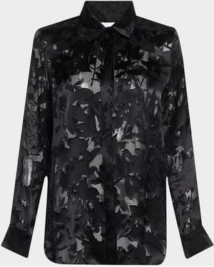 Adam Lippes Mathias Button Down Devore Shirt - Black