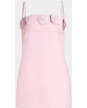 Self-Portrait Paillette-Embellished Floral-Appliqué Mini Dress - Pink