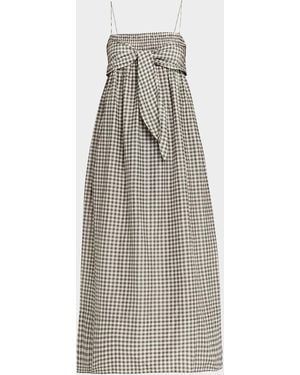 Vince Tie-Front Gingham Midi Dress - White