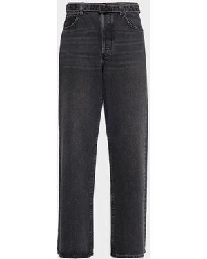 FRAME Belted Straight-Leg Jeans - Blue
