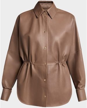 Moncler Leather & Nylon Shirt - Brown