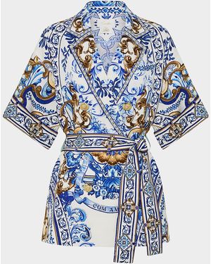 CAMILLA Double-Breasted Short Jacket - Blue