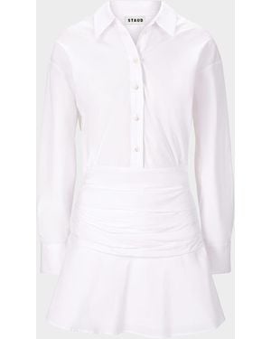 STAUD Indya Poplin Mini Shirtdress - White
