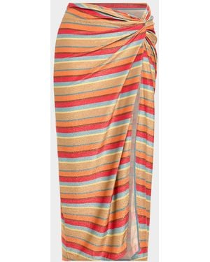 Ramy Brook Xana Glitter Stripe Coverup Skirt - Orange