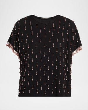 Kobi Halperin Carmel Beaded Cotton Knit Tee - Black