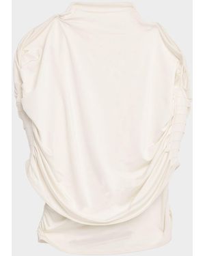 LAPOINTE Mock-Neck Ruched Jersey Top - Natural