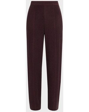 Misook Chevron Knit Paneled Straight-Leg Pants - Purple