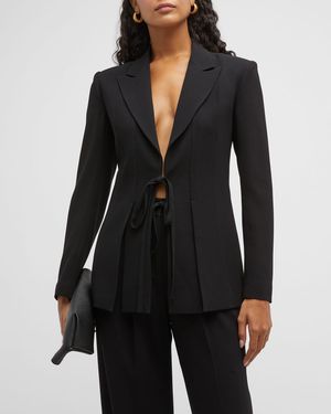 Jason Wu Tie-front Peak-lapel Blazer - Black