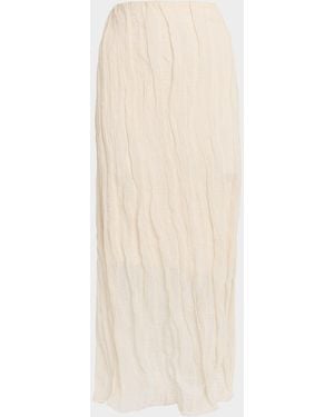 Brandon Maxwell James Crinkled Cotton Midi Skirt - White