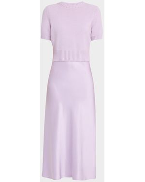 Toccin Fleur Combo Midi Dress - Pink