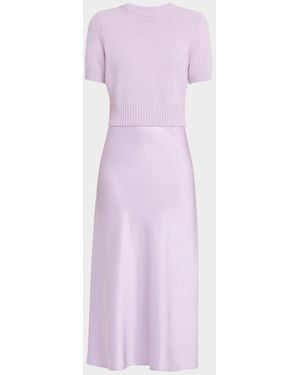 Toccin Fleur Combo Midi Dress - Pink
