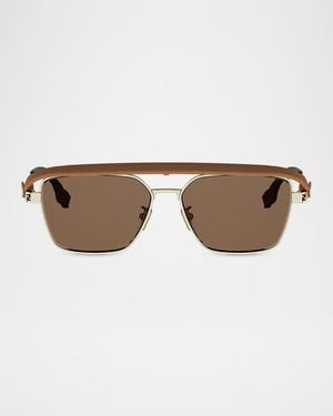 Fendi Apos;S Sky Metal Aviator Sunglasses - Brown