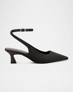 Stuart Weitzman 50Mm Vinnie Flannel Ankle-Strap Pumps - White