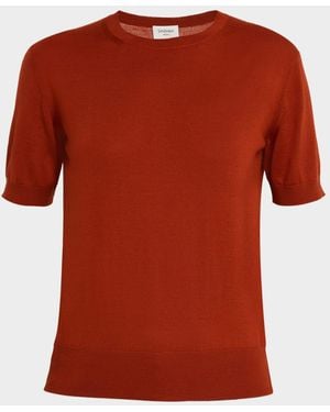 Saint Laurent Knit Short-Sleeve Top - Red