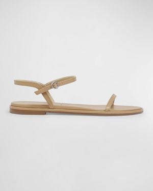 Aeyde Nettie Nude Leather Ankle-Strap Sandals - Metallic
