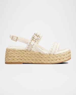 Roger Vivier Summer Strass Platform Espadrille Sandals - Metallic